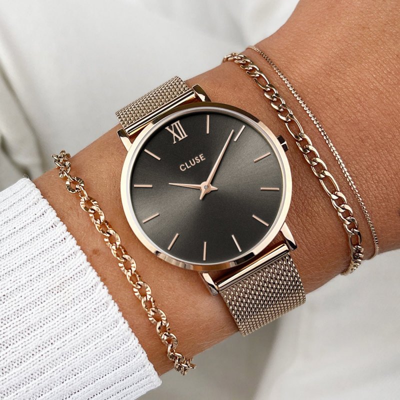 Cluse - Minuit Mesh - Grey - Rose Gold