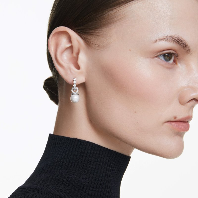 Swarovski - Orecchini Matrix - Placcato Rodio - Bianco