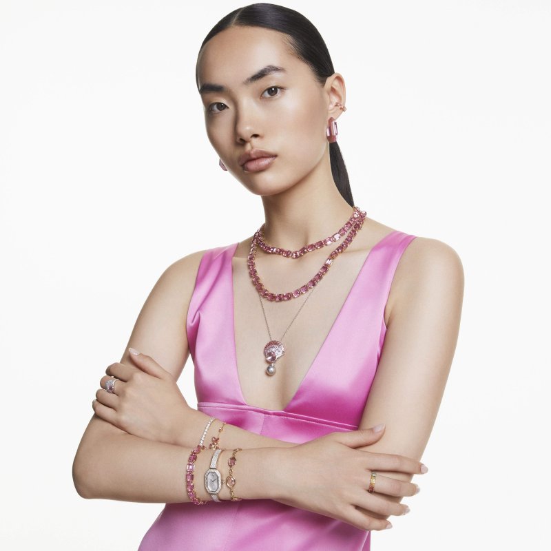 Swarovski - Orecchini A Cerchio - Cristalli - Rosa