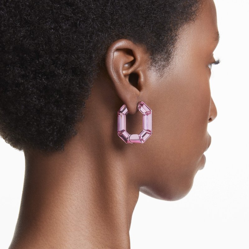 Swarovski - Orecchini A Cerchio - Cristalli - Rosa