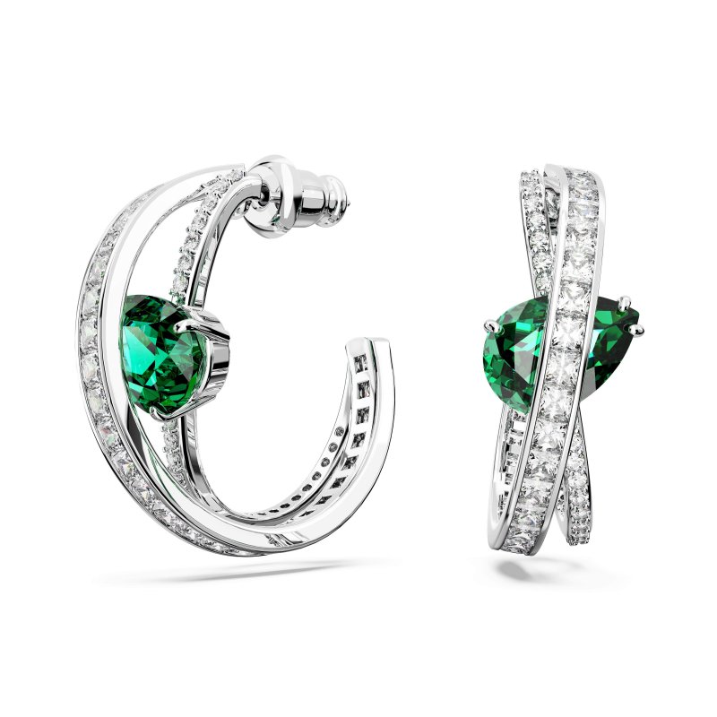 Swarovski - Orecchini Hyperbola - Placcato Rodio - Verde