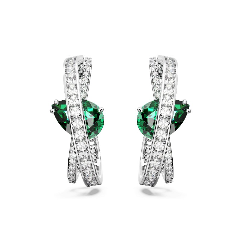 Swarovski - Orecchini Hyperbola - Placcato Rodio - Verde