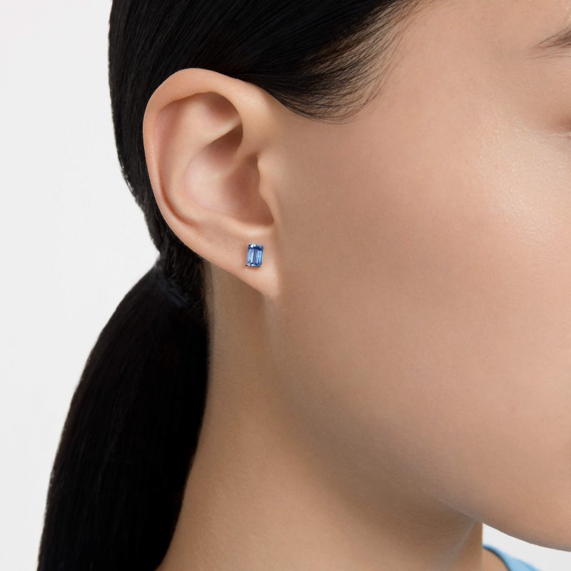 Swarovski - Orecchini A Lobo Chroma - Blu - Rodio