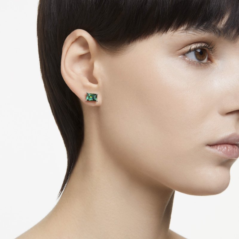 Swarovski - Orecchini Matrix - Placcato Rodio - Verde