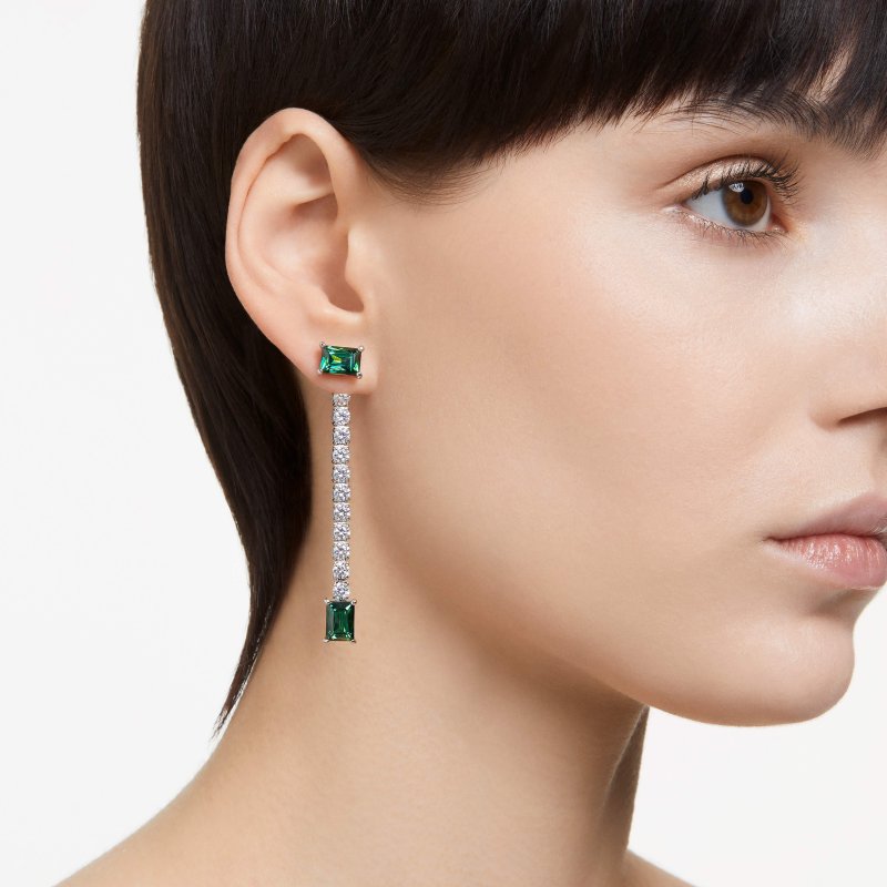 Swarovski - Orecchini Matrix - Placcato Rodio - Verde
