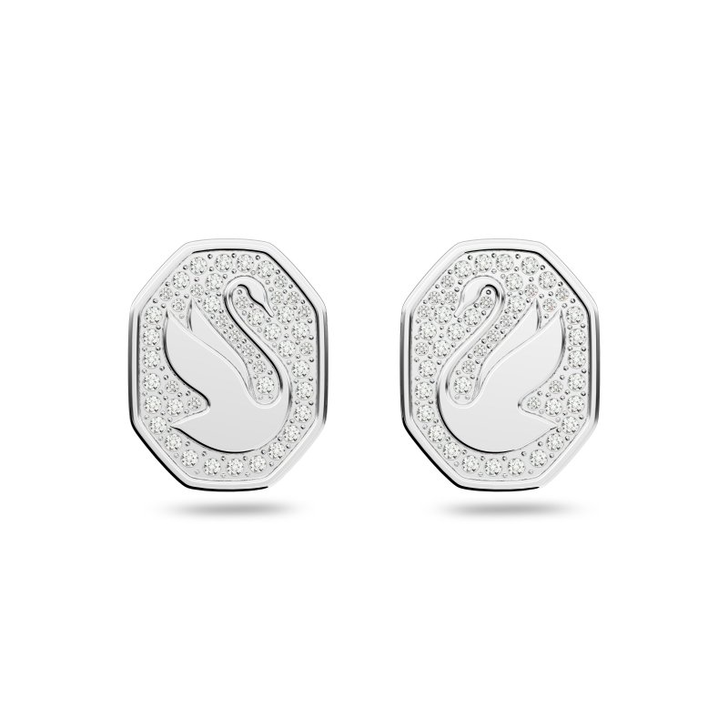 Swarovski - Orecchini A Lobo Swan - Cristalli - Bianco