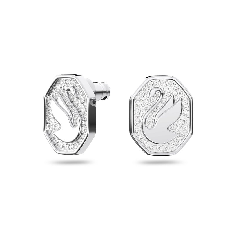 Swarovski - Orecchini A Lobo Swan - Cristalli - Bianco