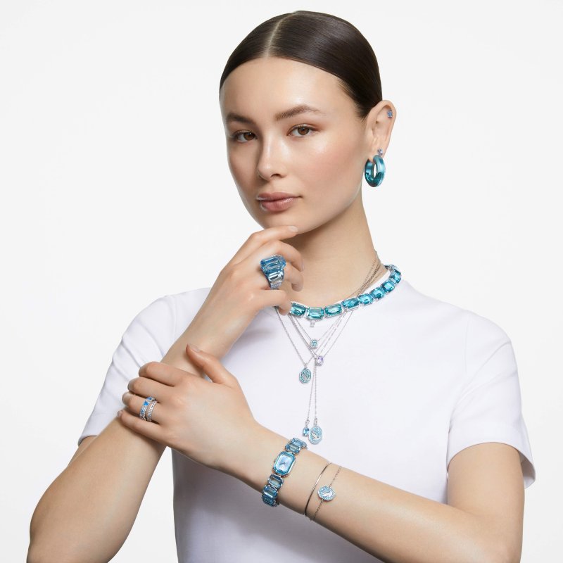Swarovski - Collana Una - Blu - Placcato Rodio