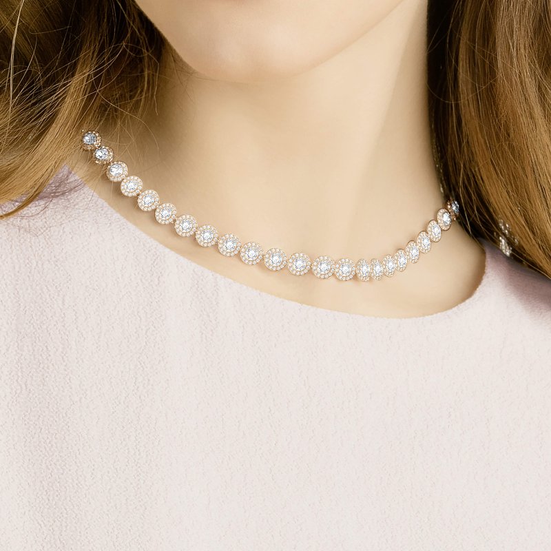 Swarovski - Collana Tennis Una Angelic - Oro Rosa