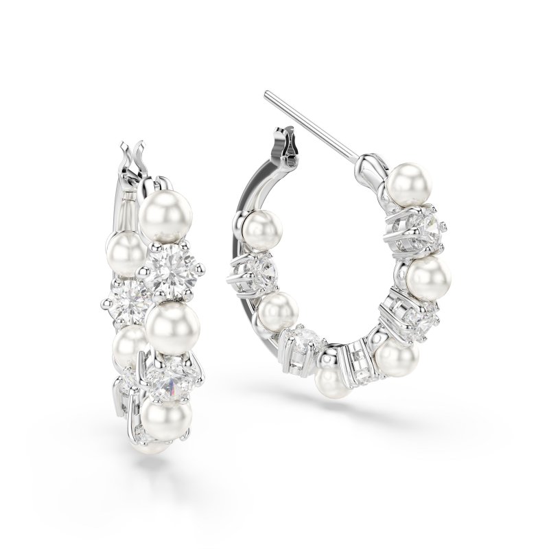 Swarovski - Orecchini Matrix - Placcato Rodio - Bianco