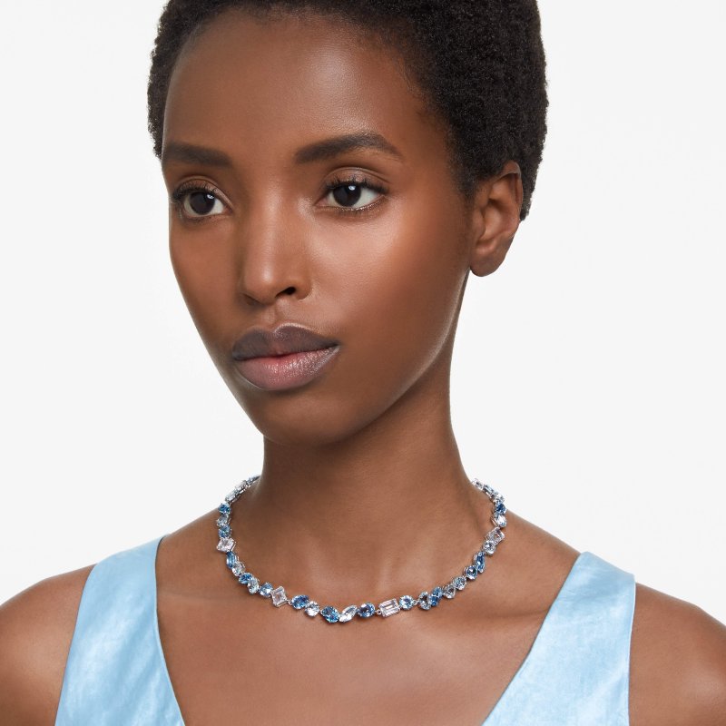 Swarovski - Collana Gema - Cristalli Blu - Rodio