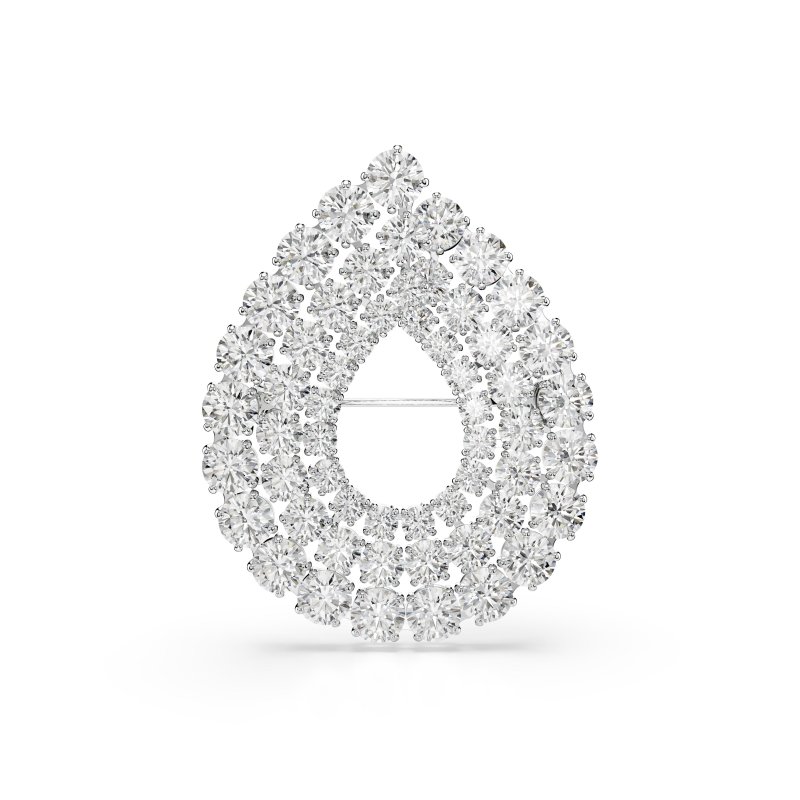 Swarovski - Spilla Matrix - Placcato Rodio - Bianca