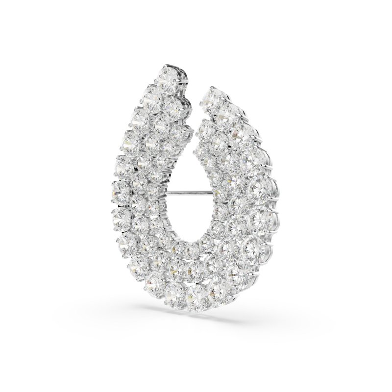 Swarovski - Spilla Matrix - Placcato Rodio - Bianca