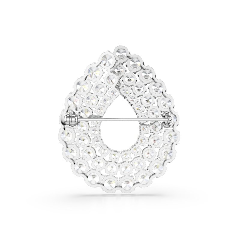 Swarovski - Spilla Matrix - Placcato Rodio - Bianca