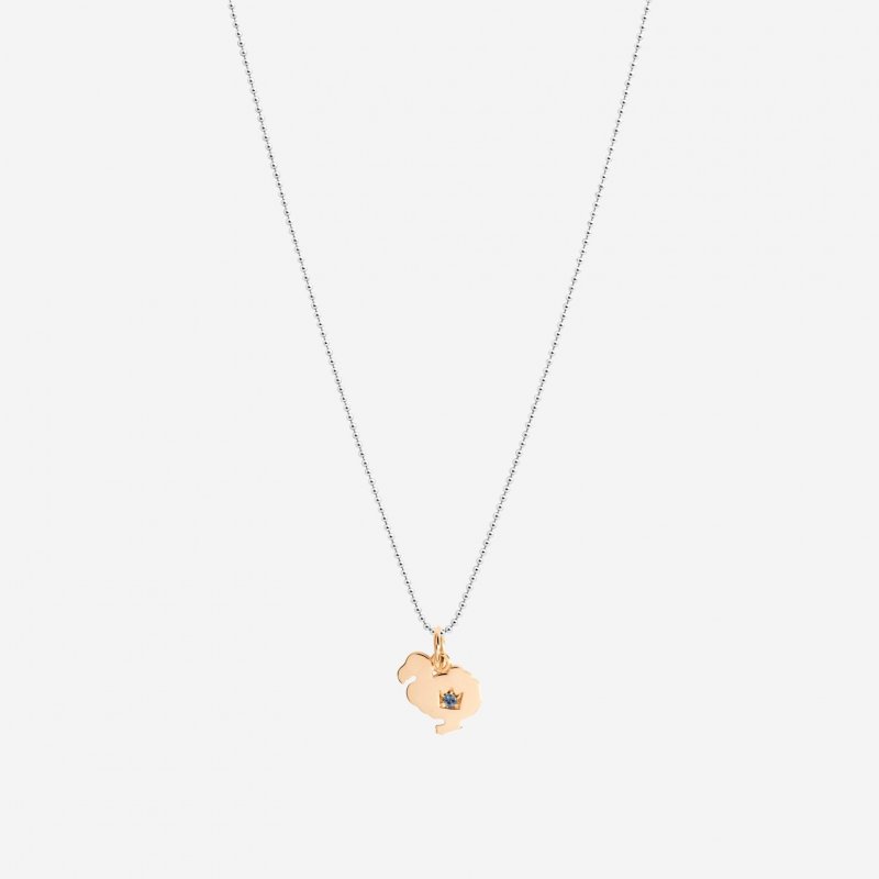 Dodo - Ciondolo Oro Rosa & Zaffiro - Charm Compleanno