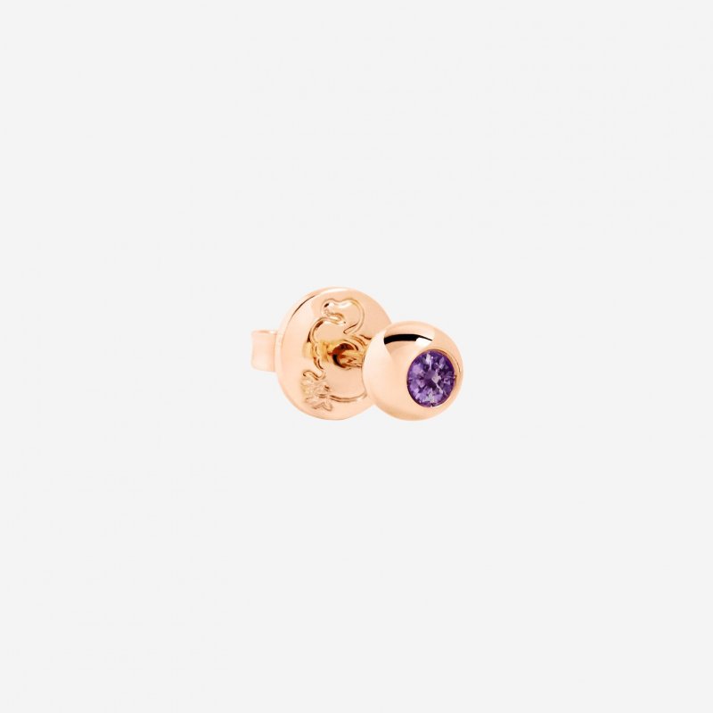 Dodo - Orecchino Stud Bollicine - Oro Rosa - Ametista