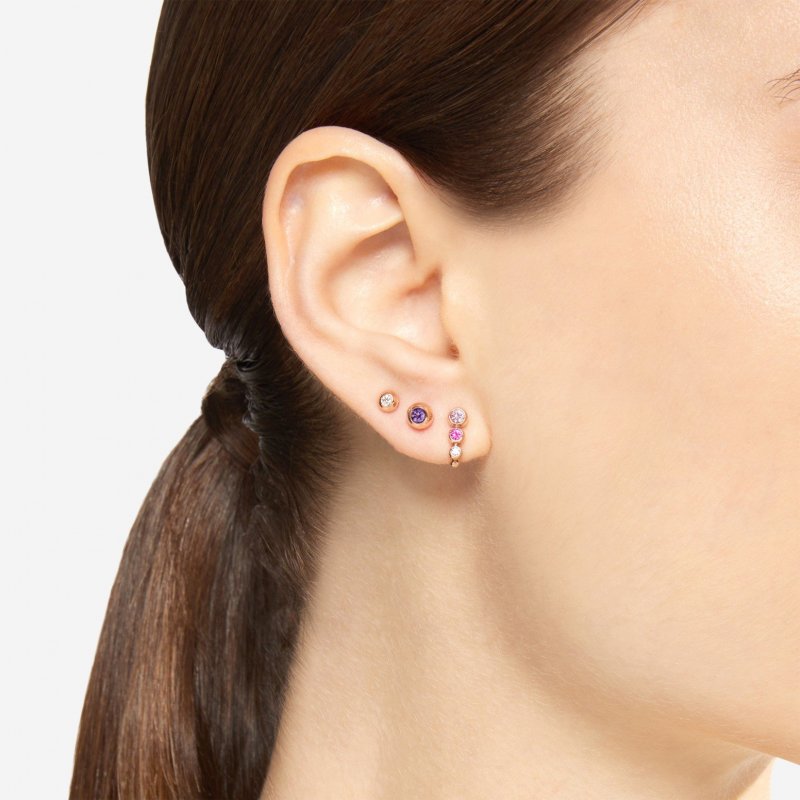 Dodo - Orecchino Stud Bollicine - Oro Rosa - Ametista