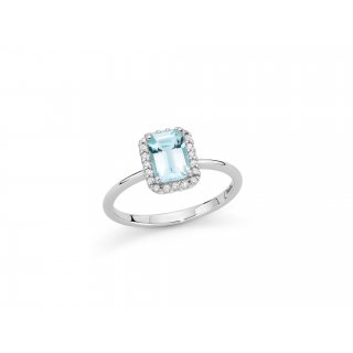 Miluna Uomo - Anello Acquamarina - Oro Bianco - Diamanti