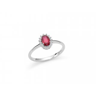 Miluna Uomo - Anello Rubino - Oro Bianco - Diamanti