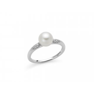 Miluna Uomo - Anello Perla Akoya - Oro Bianco