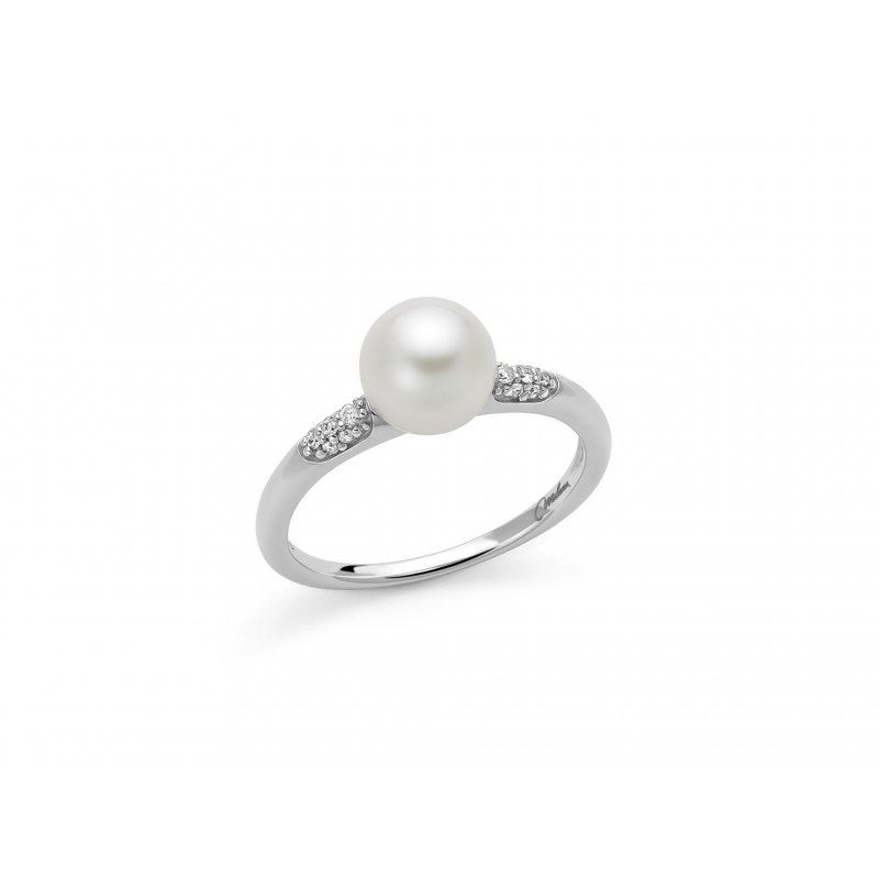 Miluna Uomo - Anello Perla Akoya - Oro Bianco