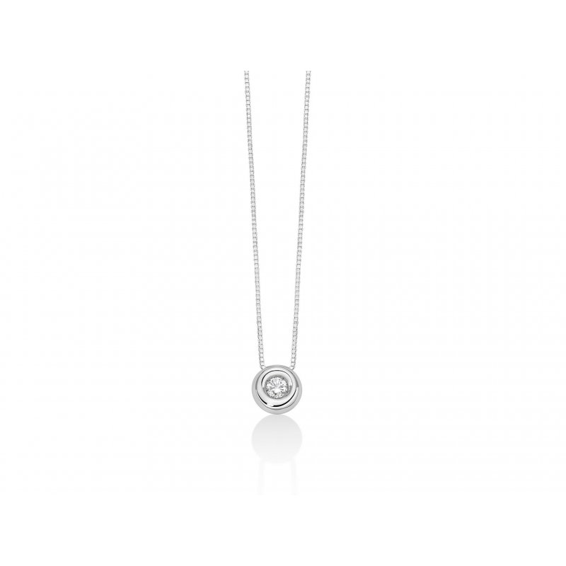 Miluna Uomo - Collana Punto Luce - Oro Bianco - Diamante