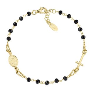 Amen - Bracciale Rosario - Dorato - Cristalli Neri