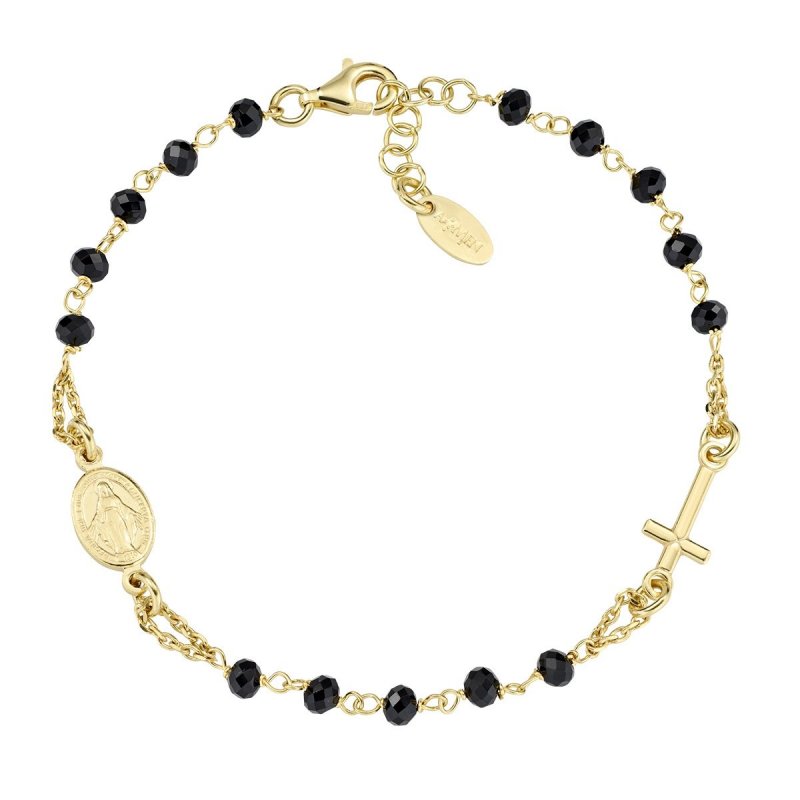 Amen - Bracciale Rosario - Dorato - Cristalli Neri
