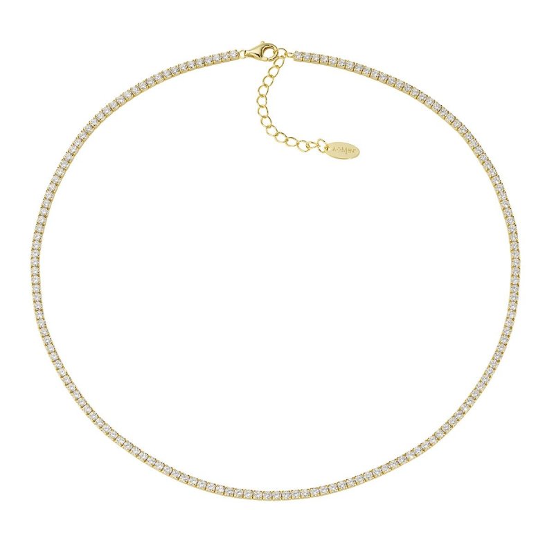 Amen - Collana Tennis Mania - Dorata - Zirconi Bianchi