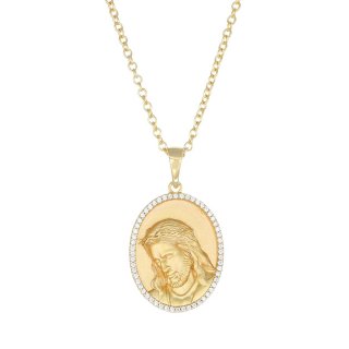 Amen - Collana Medaglia Gesù - Oro Spazzolato - Unisex