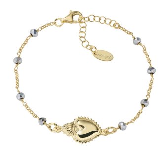 Amen - Bracciale Dorato - Sacro Cuore - Cristalli Grigi