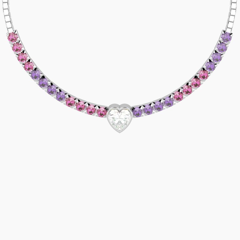 Kidult - Bracciale Tennis - Rosa E Viola - Cuore