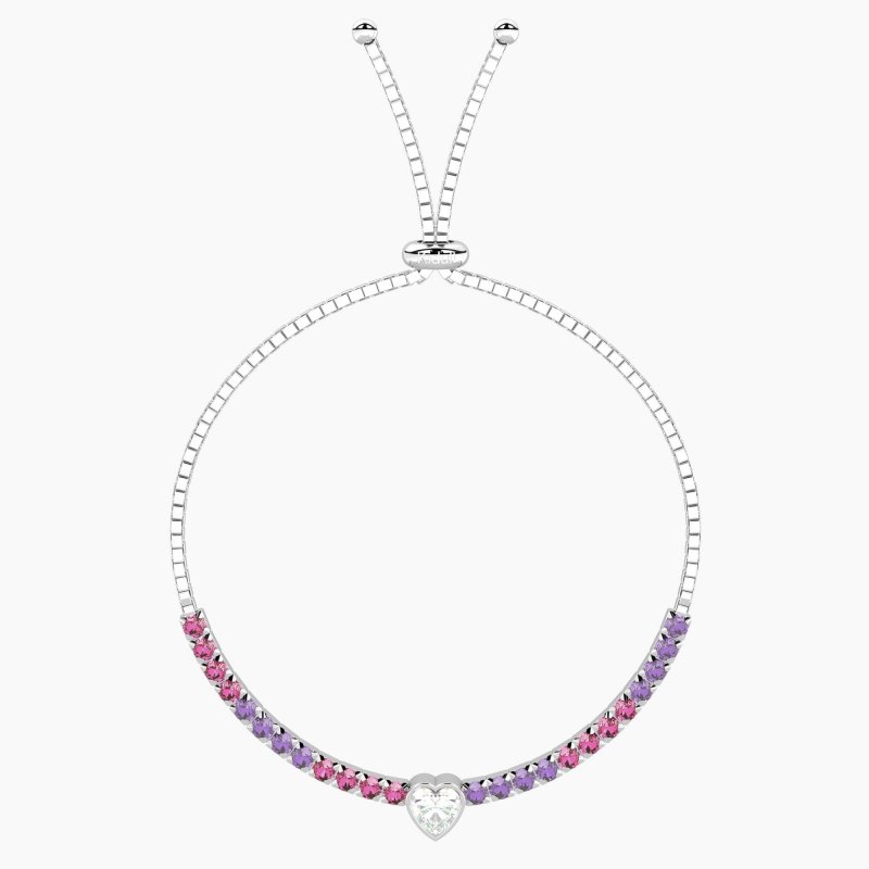 Kidult - Bracciale Tennis - Rosa E Viola - Cuore