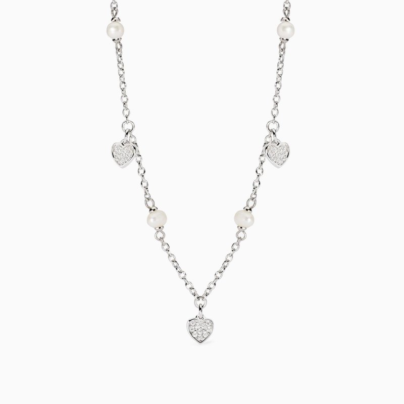 Girocollo Con Perle Coltivate E Ciondoli Cuori Mabina