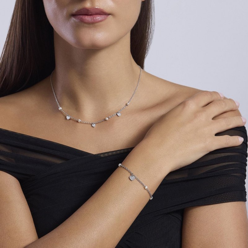Mabina - Girocollo Perle - Argento - Zirconi