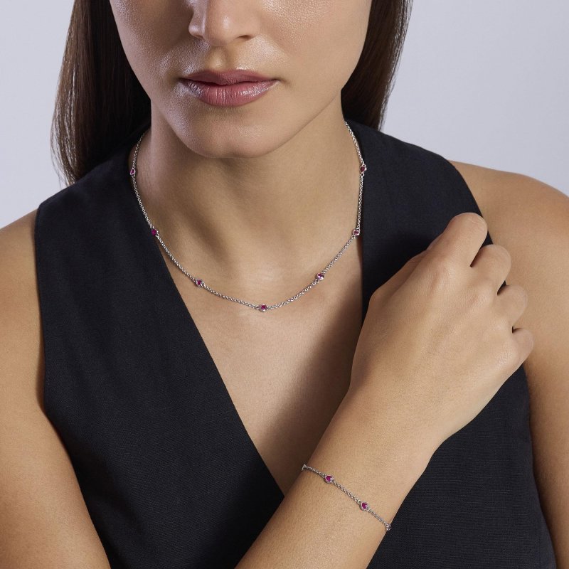 Mabina - Girocollo Lolita - Argento - Rubini