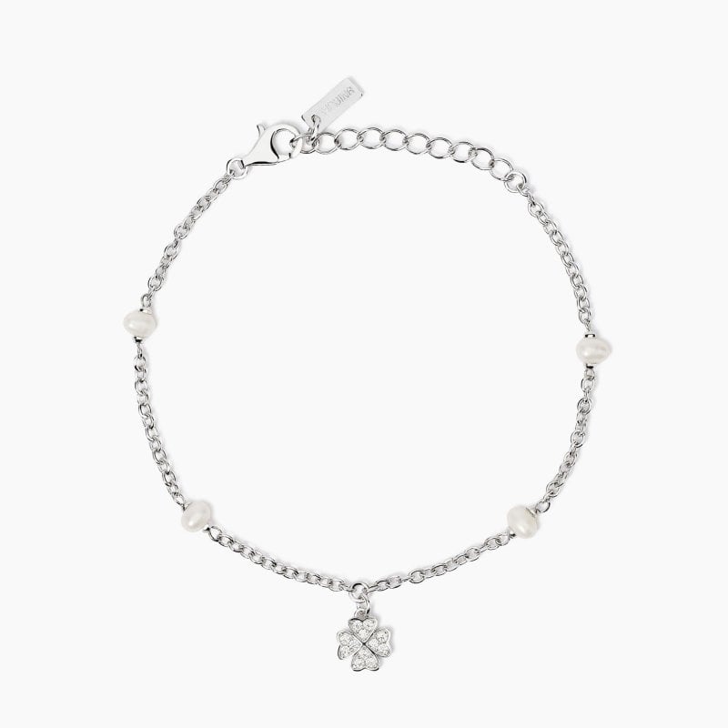 Mabina - Bracciale Quadrifoglio - Argento - Perle
