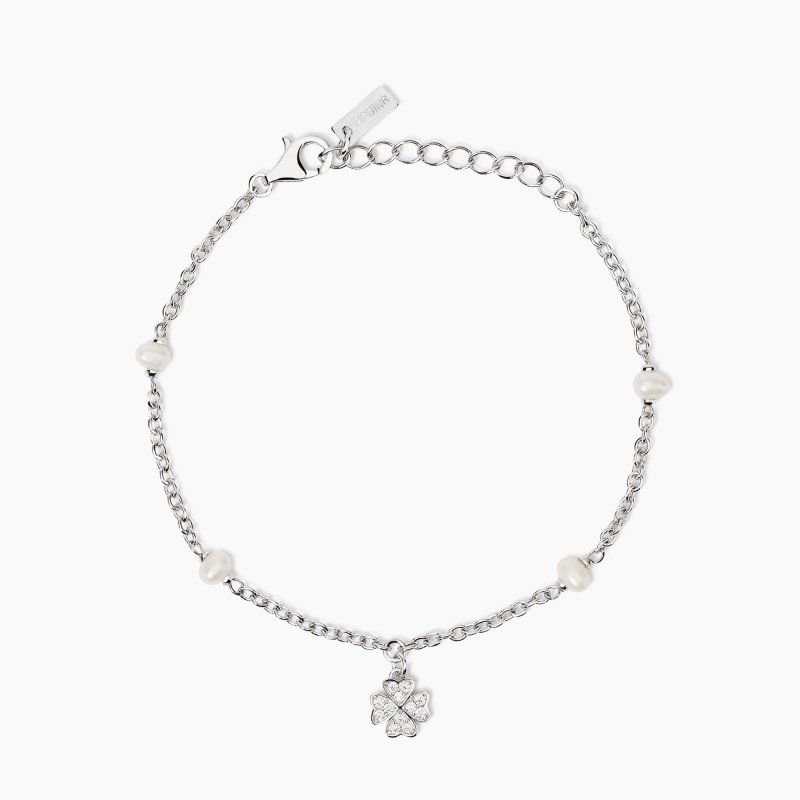 Mabina - Bracciale Quadrifoglio - Argento - Perle