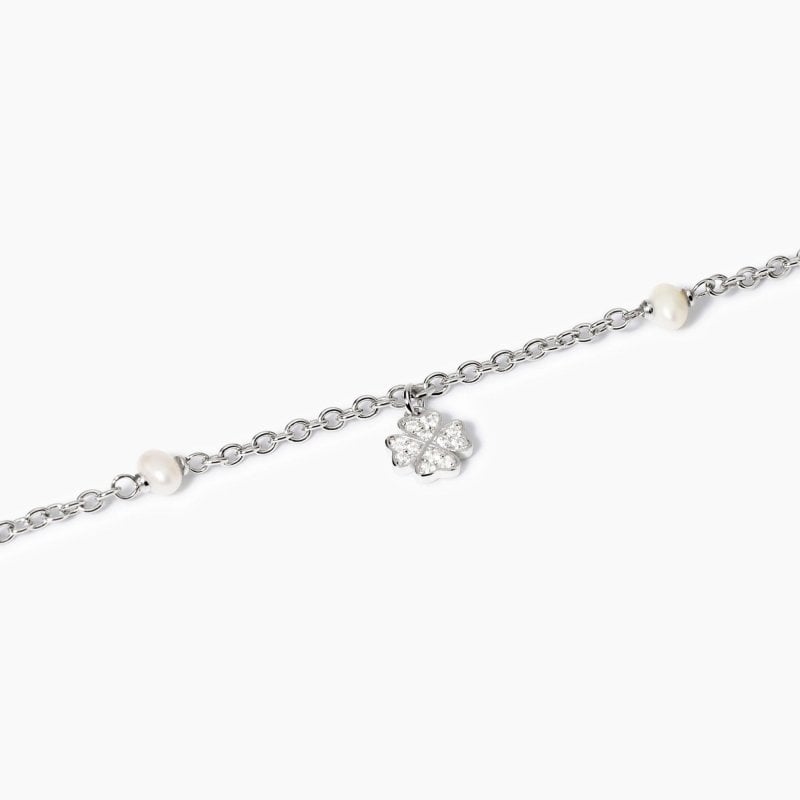 Mabina - Bracciale Quadrifoglio - Argento - Perle