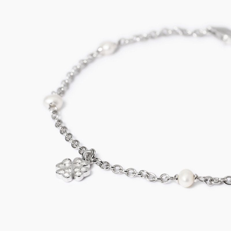Mabina - Bracciale Quadrifoglio - Argento - Perle