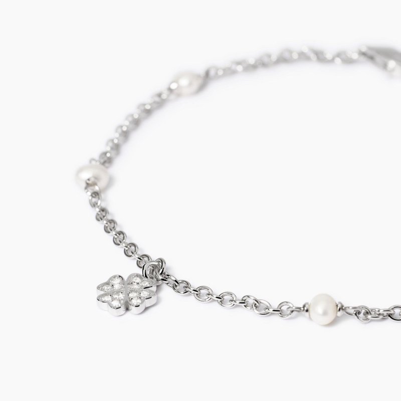 Mabina - Bracciale Quadrifoglio - Argento - Perle