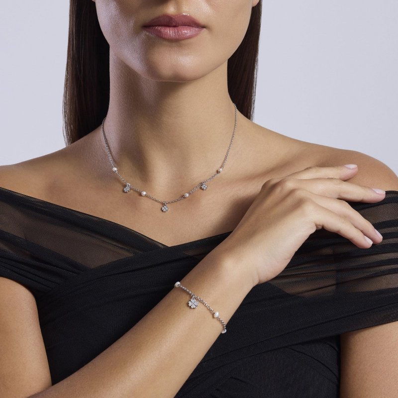 Mabina - Bracciale Quadrifoglio - Argento - Perle