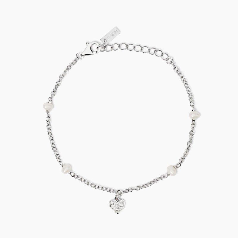 Mabina - Bracciale Cuore - Argento - Perle