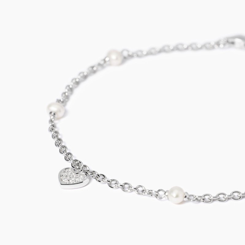 Mabina - Bracciale Cuore - Argento - Perle