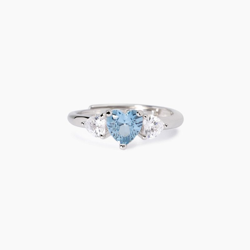 Mabina - Anello Lovely - Acquamarina Sintetica - Argento