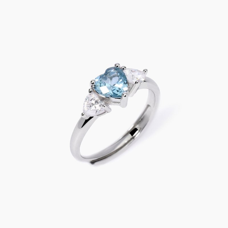Mabina - Anello Lovely - Acquamarina Sintetica - Argento