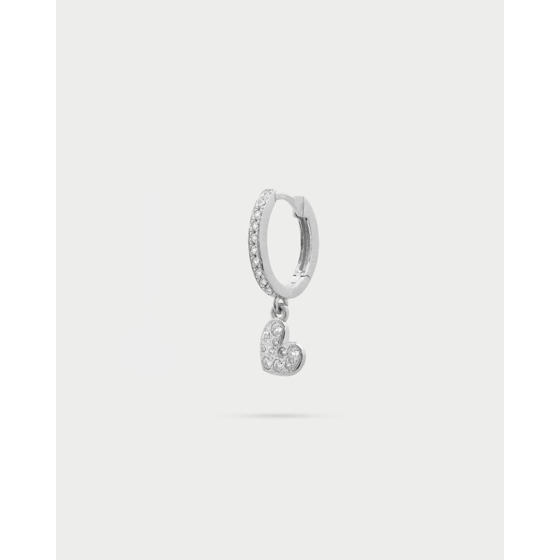 Mono-Orecchino Hoop Pavè Cuore Small- Stardust Ten