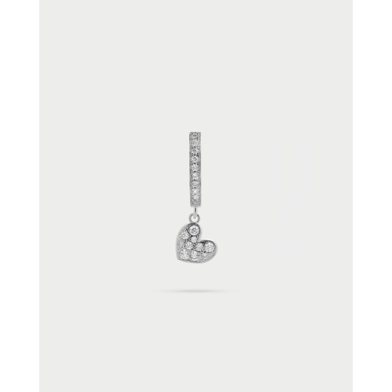 Mono-Orecchino Hoop Pavè Cuore Small- Stardust Ten