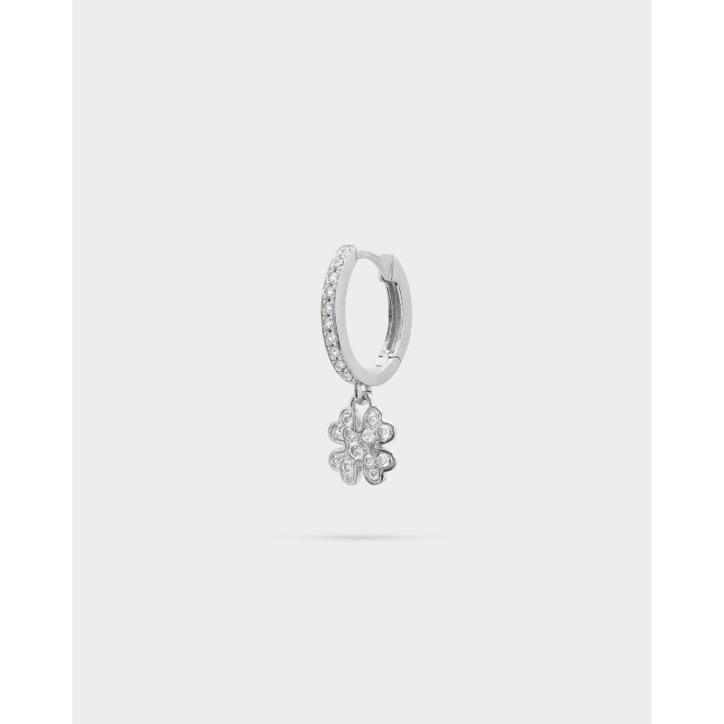 Mono-Orecchino Hoop Pavè Quadrifoglio Small - Stardust Ten