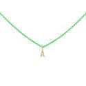 Rue Des Mille - Girocollo Lettera - Oro 18Kt - Verde Fluo